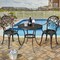 Antique Bronze 3-Piece Bistro Set 2 Chairs 1 Table with Ice Bucket Outdoor